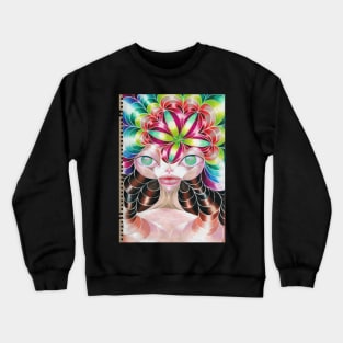 Spring Carnival Girl Alien Op-Art Crewneck Sweatshirt